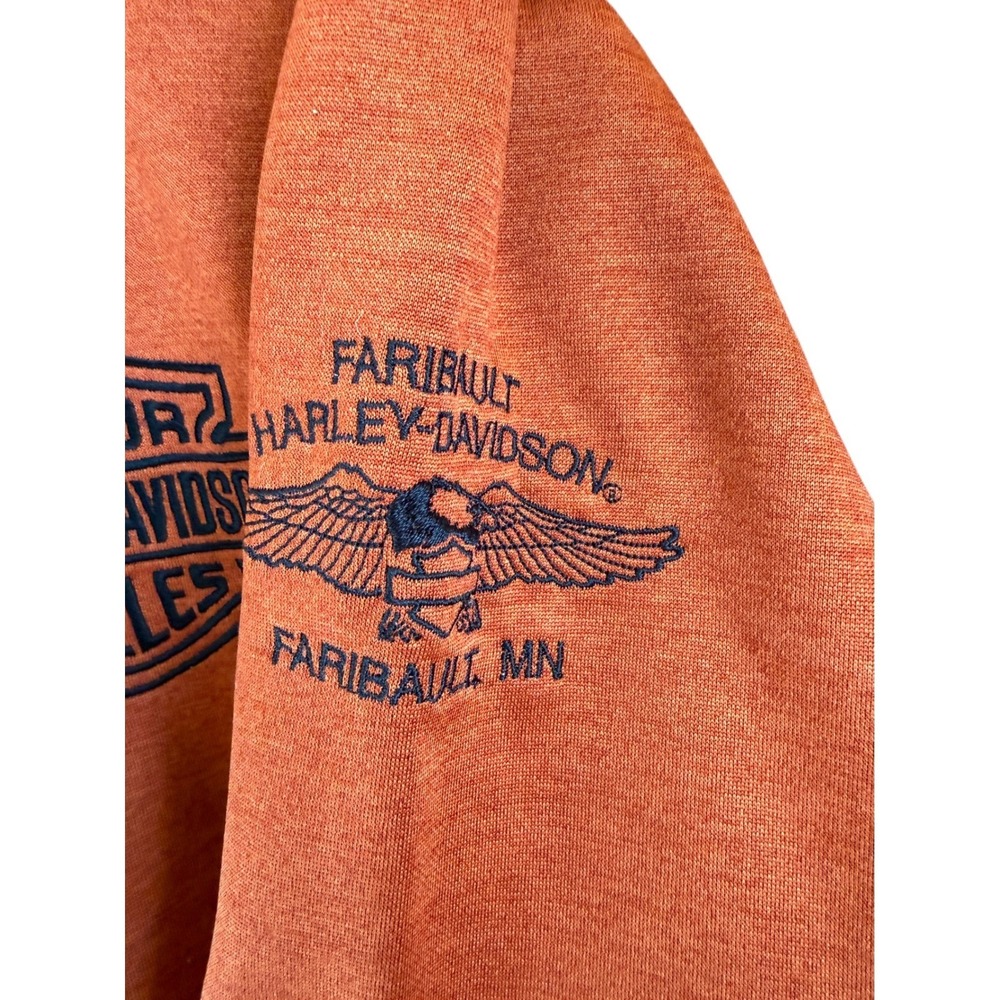 Harley Davidson Orange Long Sleeve Hoodie Graphic Print Sweatshirt Mens Large‎ - Picture 2 of 10
